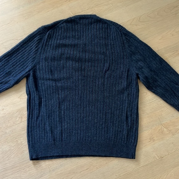 Brooks Brothers Ribbed V Neck 100% Lambswool Sweater Blue Classic Men’s Sz XL - Picture 2 of 7
